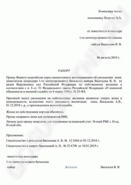 Рапорт на увольнение по собственному желанию (образец)